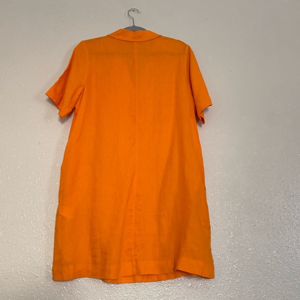 Everlane The Linen Workwear Dress in Turmeric Orange - Picture 4 of 8